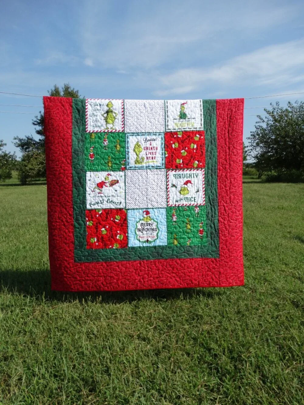 Handmade Quilt How the Grinch Stole Christmas finished quilt